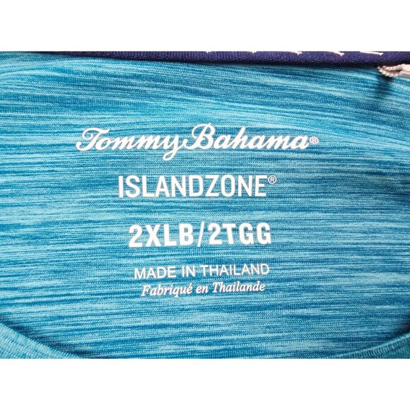 Tommy Bahama Island Zone Size 2XLB Mens Blue Neck Logo Short Sleeve Fashion Tee - Picture 4 of 10